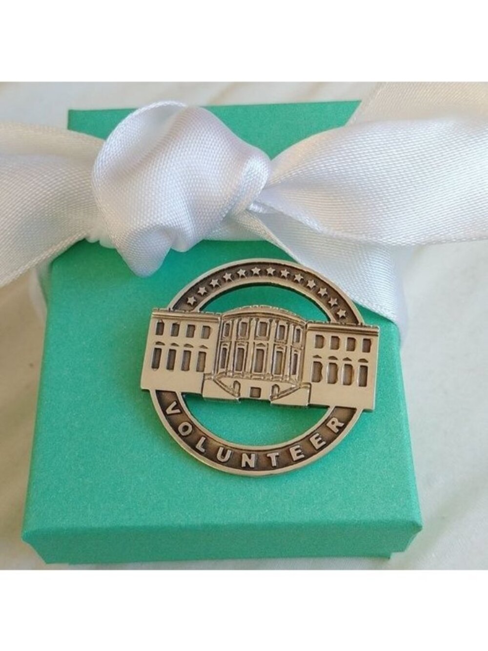 Vintage Sterling Silver White House Volunteer Pin Brooch Washington DC